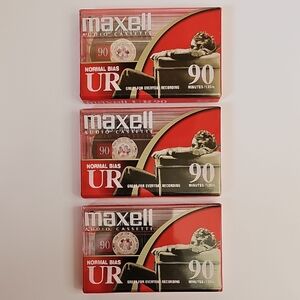 Maxell Audio Cassette Tapes - 90 Minutes Normal Bias UR, Lot Of 3